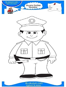 Çocuklar İçin Polis Boyama Sayfaları 